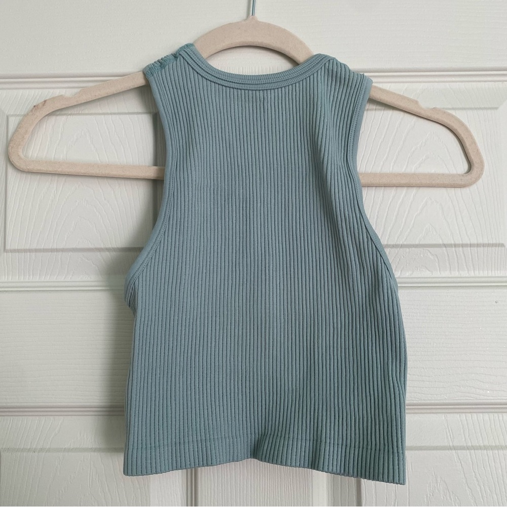 Light Teal Fitted Razorback Crop Top Tank
